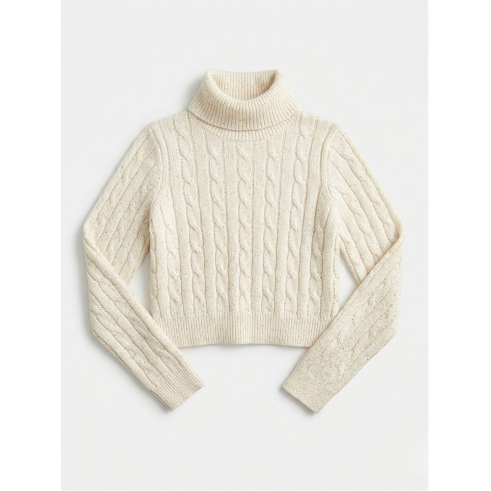 Max Studio Girls XS 4 Ivory Cable Knit Gold Lurex Metallic Sparkle Sweater kids‎